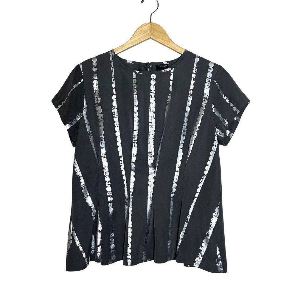 Bitte Kai Rand Short Sleeve Metallic Print Top Womens Size 36 US S Lagenlook